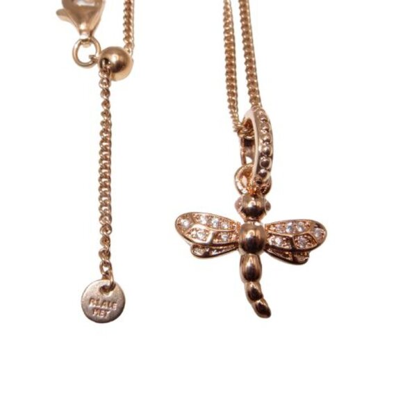 Pandora Dragonfly 14k Rose Gold Plated CZ & SS 23" Pendant Necklace 388803C01 - Picture 2 of 7
